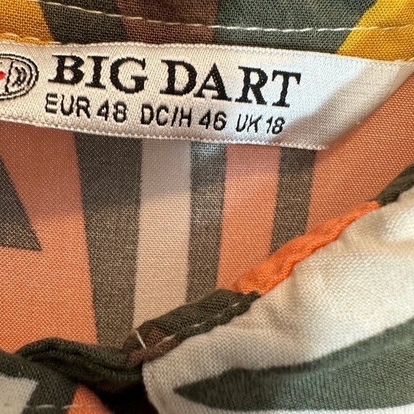 Big Dart Womens Button Down Shirt Long Sleeve Retro Abstract Color Block Funky M - Picture 4 of 14